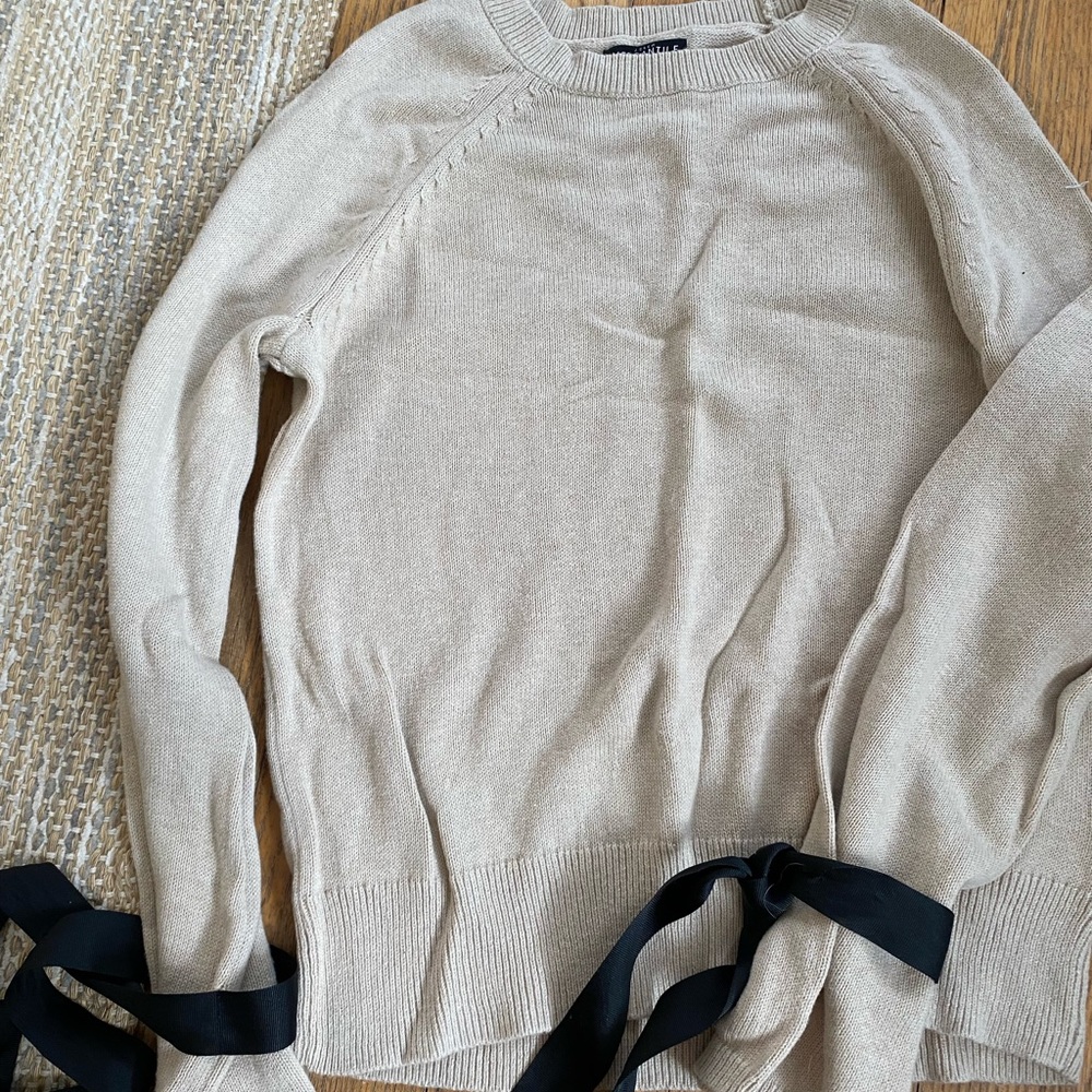 JCrew tie-sleeve sweater